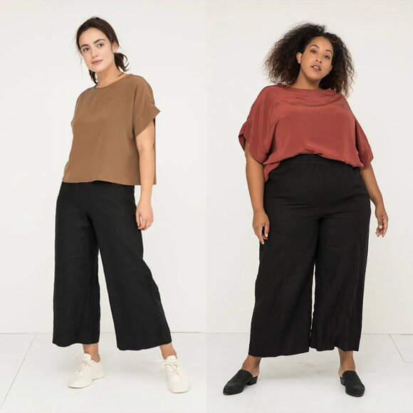 ❌SOLD❌ LIKE NEW Elizabeth Suzann Clyde Culottes, size M (Black, Midweight Linen) - Picture 1 of 7